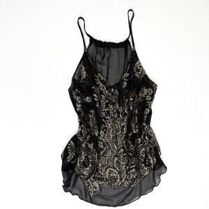 Black and gold lace tank top